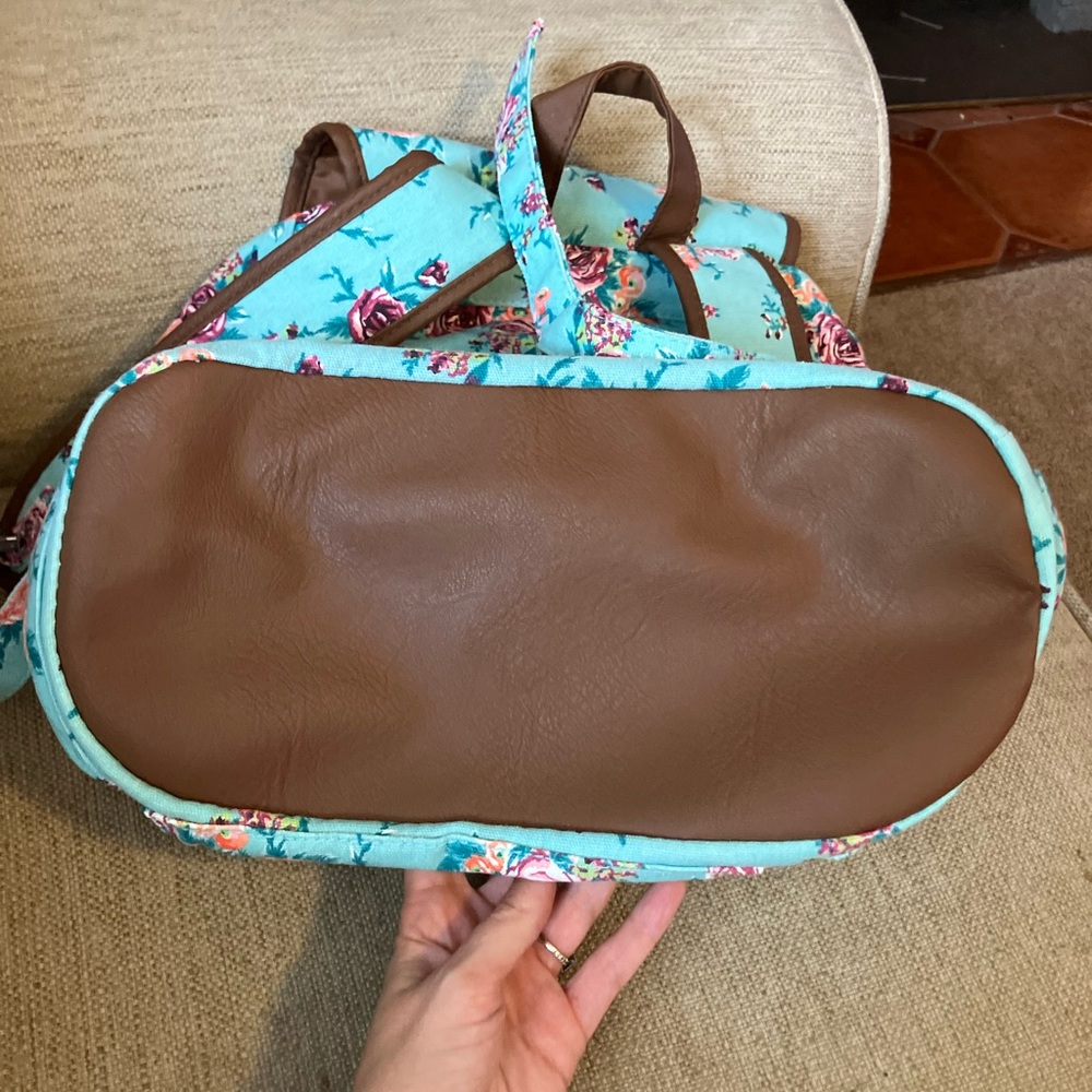 Mudd Teal Floral Drawstring Backpack - image 4